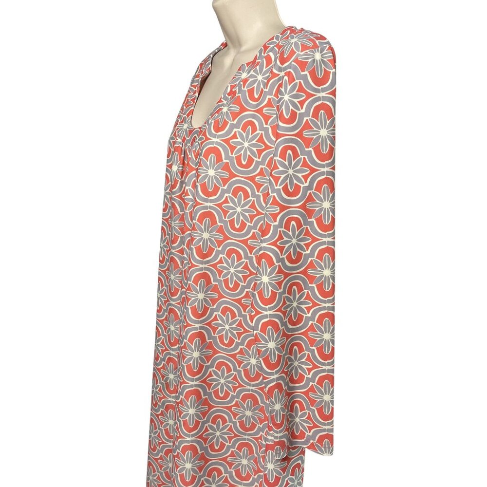 Aryeh Womens Floral Dress Long Sleeve Size Medium Scoop Neck Gray Pink C - Picture 4 of 12